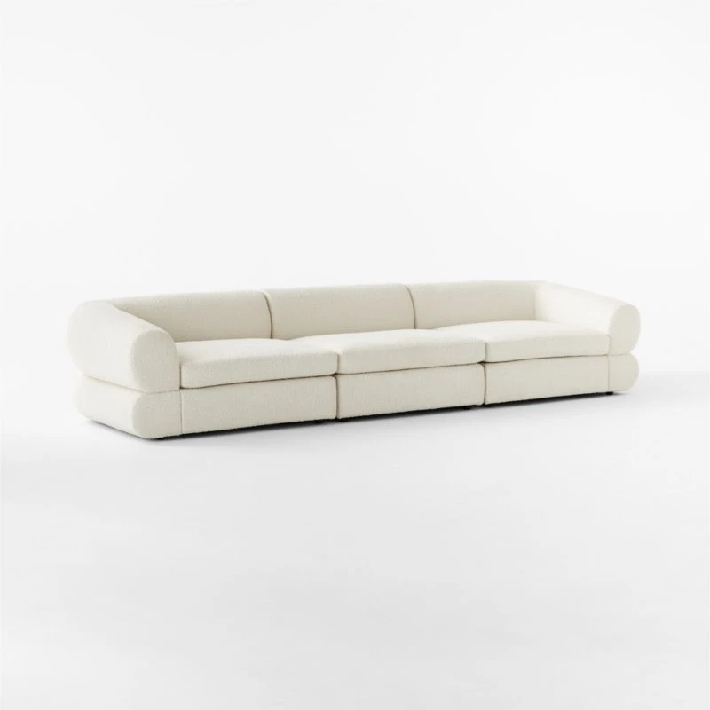 Chale 3-Piece Ivory White Boucle Sectional Sofa 5 Chale 3-Piece Ivory White Boucle Sectional Sofa - Image 3