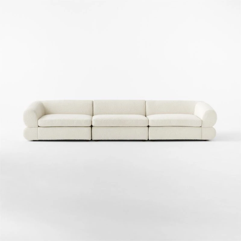 Chale 3-Piece Ivory White Boucle Sectional Sofa 4 Chale 3-Piece Ivory White Boucle Sectional Sofa - Image 2
