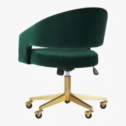Channel Green Velvet Office Chair -Cb2 ChannelGrnVlvtOffcChair3QBF19