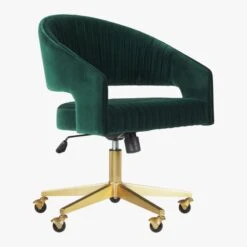 Channel Green Velvet Office Chair -Cb2 ChannelGrnVlvtOffcChair3QF19