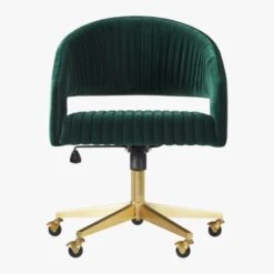Channel Green Velvet Office Chair -Cb2 ChannelGrnVlvtOffcChairSOF19