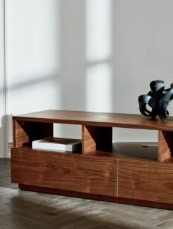 Black Aluminum Ribbon Table Sculpture -Cb2 ChillWalnutWoodLargeMediaJN20