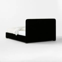 Claudette Black Leather And Velvet Upholstered Queen Bed -Cb2 ClaudetteVlvtNLthrQBed3QBSSS23