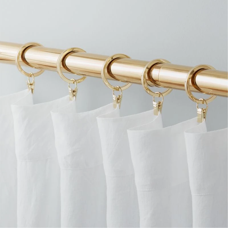 Polished Brass Curtain Rings With Clips Set Of 9 4 Polished Brass Curtain Rings With Clips Set Of 9 - Image 2