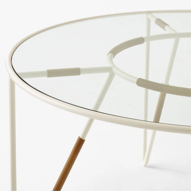 Colombe Round Ivory Metal Outdoor Dining Table With Glass Top 8 Colombe Round Ivory Metal Outdoor Dining Table With Glass Top - Image 6
