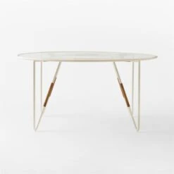 Colombe Round Ivory Metal Outdoor Dining Table With Glass Top 12 Colombe Round Ivory Metal Outdoor Dining Table With Glass Top -Cb2 ColombeBlancDiningTableSOSSS23