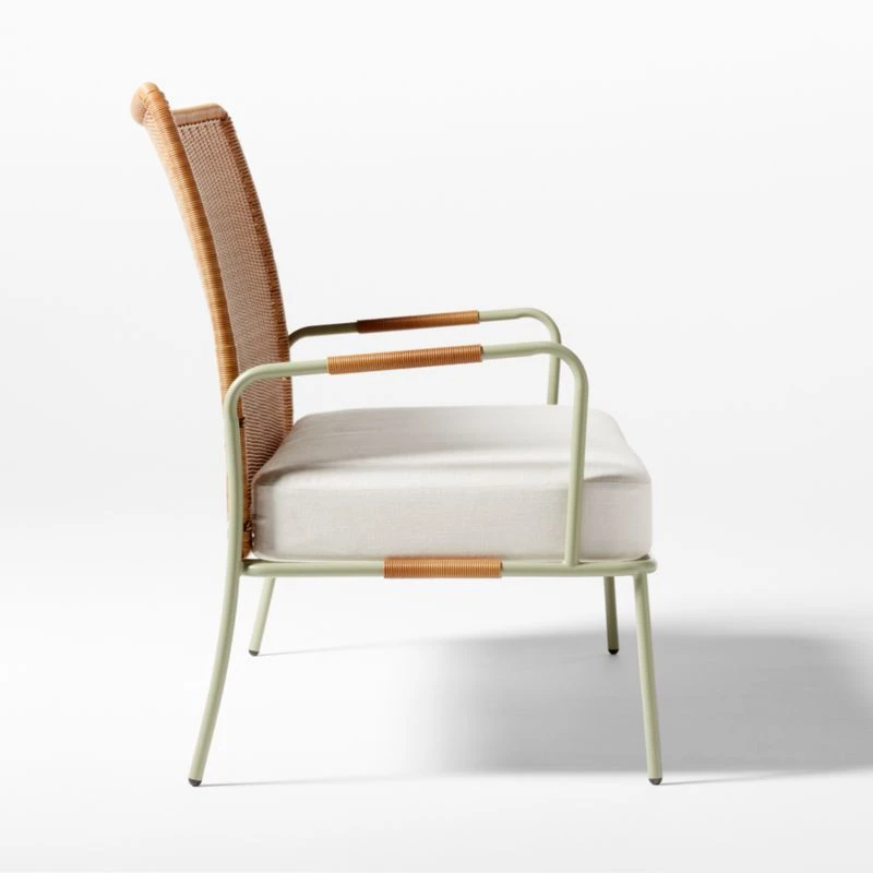 Colombe Green Metal And Rattan Outdoor Loveseat With Ivory Sunbrella® Cushions 5 Colombe Green Metal And Rattan Outdoor Loveseat With Ivory Sunbrella® Cushions - Image 4