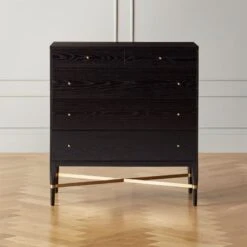 Connoisseur 5-Drawer Black Oak Wood Dresser Model 1003