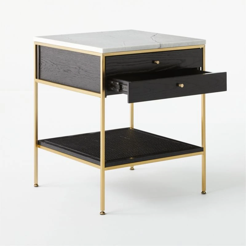 Connoisseur 2-Drawer Black Oak Wood Nightstand With Marble Top Model 8714 6 Connoisseur 2-Drawer Black Oak Wood Nightstand With Marble Top Model 8714 - Image 4