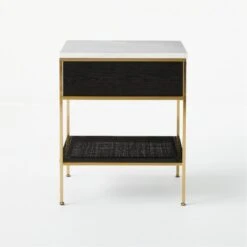 Connoisseur 2-Drawer Black Oak Wood Nightstand With Marble Top Model 8714 14 Connoisseur 2-Drawer Black Oak Wood Nightstand With Marble Top Model 8714 -Cb2 ConnoisseurNightstandSDSSS21