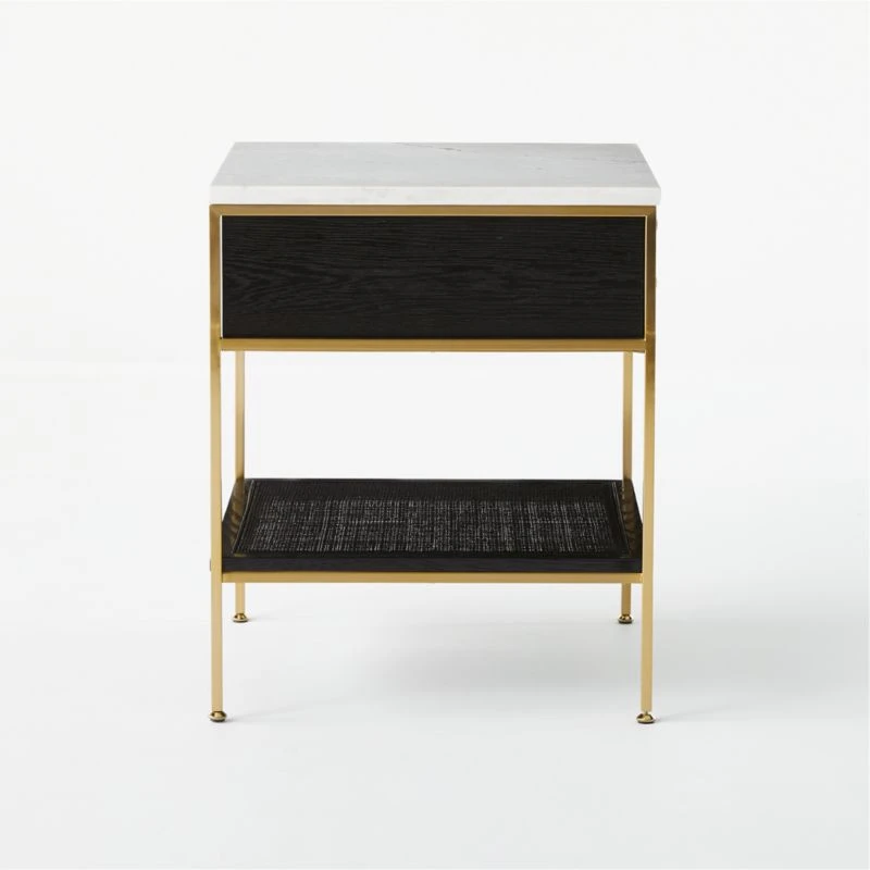 Connoisseur 2-Drawer Black Oak Wood Nightstand With Marble Top Model 8714 7 Connoisseur 2-Drawer Black Oak Wood Nightstand With Marble Top Model 8714 - Image 5