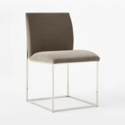 Coop Metal And Mushroom Velvet Dining Chair -Cb2 CoopMshrmVlvtDnngChair3QSSF22