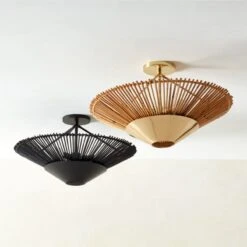 Copa Tiered Blackened Rattan Flush Mount Light -Cb2 CopaTrdRttnFlshMountsGrpFHF22