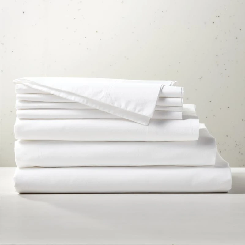 Organic Cotton Percale 400-Thread-Count White Full/Queen Bedding Set 3 Organic Cotton Percale 400-Thread-Count White Full/Queen Bedding Set