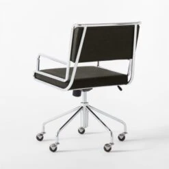 Court Black Vegan Leather Office Chair -Cb2 CourtBlackOfficeChair3QBSSS22