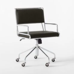 Court Black Vegan Leather Office Chair -Cb2 CourtBlackOfficeChair3QSSS22