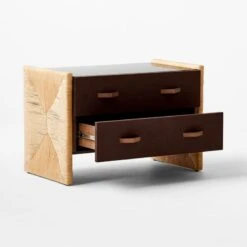 Crillo 2-Drawer Brown Nightstand With Mirror Top -Cb2 CrilloNatNightstand3QAVSSF21