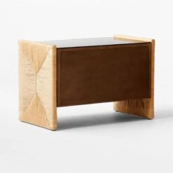 Crillo 2-Drawer Brown Nightstand With Mirror Top -Cb2 CrilloNatNightstand3QBSSF21