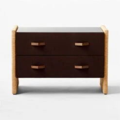 Crillo 2-Drawer Brown Nightstand With Mirror Top -Cb2 CrilloNatNightstandSOSSF21