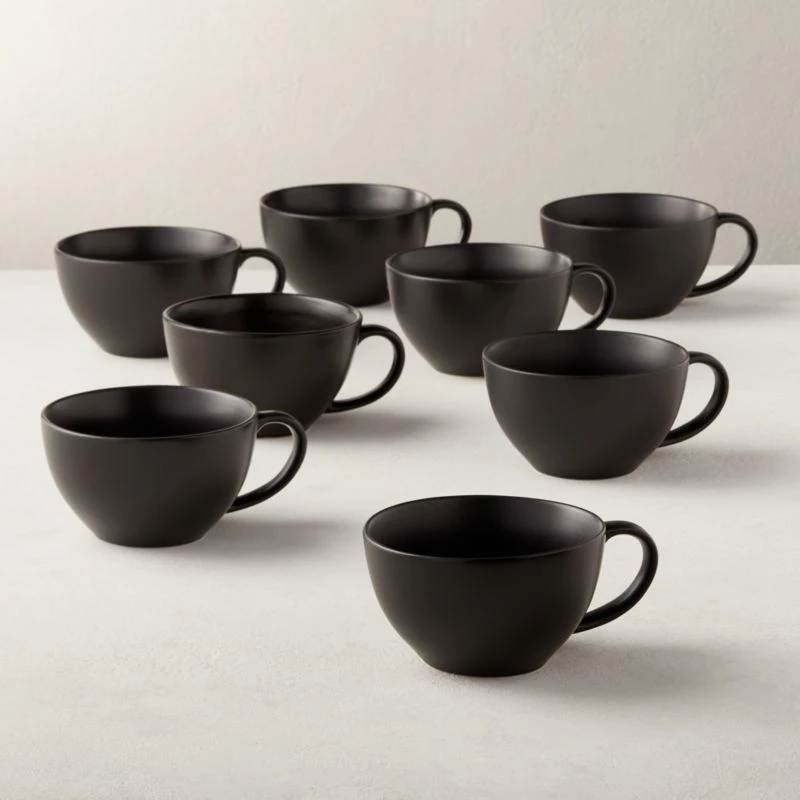 Crisp Matte Black Coffee Mug Set Of 8 3 Crisp Matte Black Coffee Mug Set Of 8
