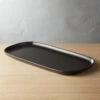 Crisp Rectangular Matte Black Serving Platter 2 Crisp Rectangular Matte Black Serving Platter -Cb2 CrispMatteBlackRecPlatterSHS18