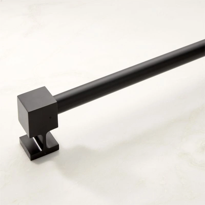 Matte Black Adjustable Curtain Rod With Cube Endcap 28''-48" 3 Matte Black Adjustable Curtain Rod With Cube Endcap 28''-48"