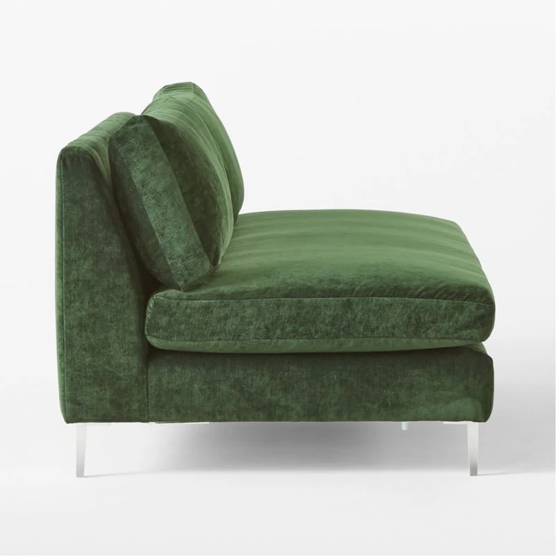 Decker Green Performance Velvet Armless Loveseat 6 Decker Green Performance Velvet Armless Loveseat - Image 4