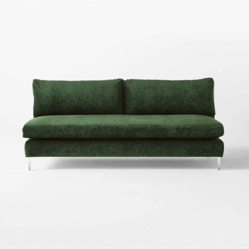 Decker Green Performance Velvet Armless Loveseat 4 Decker Green Performance Velvet Armless Loveseat - Image 2