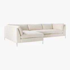 Decker 2-Piece L-Shaped White Performance Fabric Sectional Sofa With Left Arm Chaise -Cb2 DeckerSnow2PCLAChsRASf3QFF19