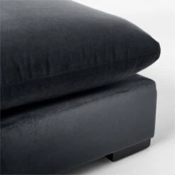 Deseo Charcoal Grey Performance Velvet Ottoman -Cb2 DeseoChcVltArmlessChairAVSSF23
