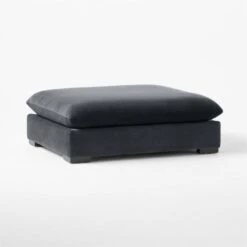 Deseo Charcoal Grey Performance Velvet Ottoman -Cb2 DeseoChcVltOttoman3QSSF23