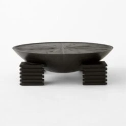 Dome Round Ebonized Oak Wood Coffee Table 17 Dome Round Ebonized Oak Wood Coffee Table -Cb2 DomeBlkOakCoffeeTableSOSSF23