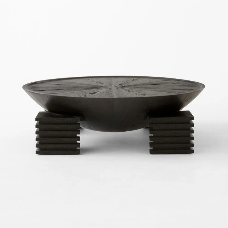 Dome Round Ebonized Oak Wood Coffee Table 9 Dome Round Ebonized Oak Wood Coffee Table - Image 7