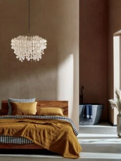 Teardrops Capiz Chandelier 15 Teardrops Capiz Chandelier -Cb2 DondraTeakQueenBedEstelaJN20 2