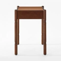 Dreher Brown Leather Desk With Drawer -Cb2 DreherWoodDeskSDSSS22