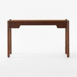 Dreher Brown Leather Desk With Drawer -Cb2 DreherWoodDeskSOSSS22