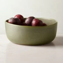 Drift Green Serving Bowl With Reactive Glaze -Cb2 DriftRctGrnServingBowlROS22