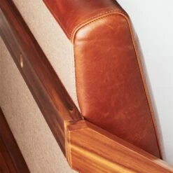 Drommen Acacia Wood Platform Queen Bed With Leather Headboard 14 Drommen Acacia Wood Platform Queen Bed With Leather Headboard -Cb2 DrommenBedFullLthrAVS18