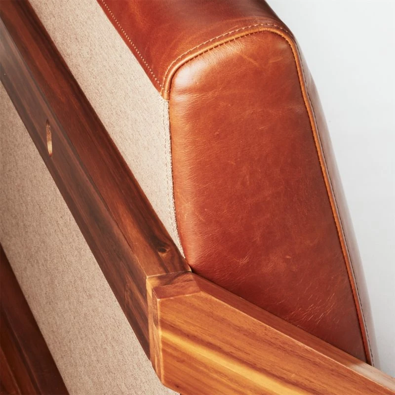 Drommen Acacia Wood Platform Queen Bed With Leather Headboard 8 Drommen Acacia Wood Platform Queen Bed With Leather Headboard - Image 6