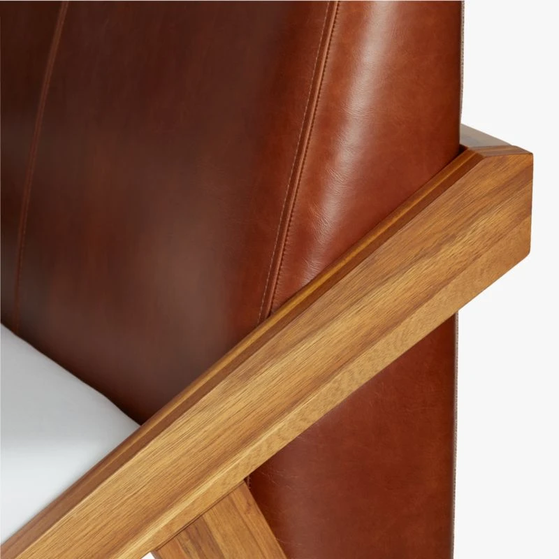 Drommen Acacia Wood Platform Queen Bed With Leather Headboard 7 Drommen Acacia Wood Platform Queen Bed With Leather Headboard - Image 5