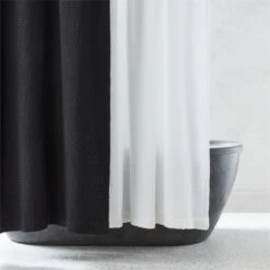 Eastind Organic Cotton Black Waffle Shower Curtain 72'' -Cb2 EastindOrgCtnWflShwCrtnCtnFHF23