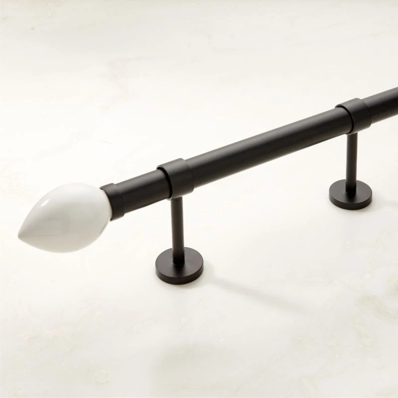Ela Matte Black Adjustable Curtain Rod 28''-48" 4 Ela Matte Black Adjustable Curtain Rod 28''-48" - Image 2