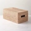 Emme Rectangular Handwoven Natural Rattan Storage Basket 1 Emme Rectangular Handwoven Natural Rattan Storage Basket -Cb2 EmmeBoxwLidNatRectSHF22