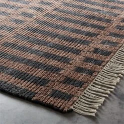 Esme Black/Brown Hand-Knotted Area Rug 8'x10' -Cb2 EsmeBlkBrnHndknttdRug8x10AVSHF21