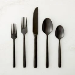 20-Piece Essence Brushed Black Flatware Set