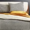 Estela Black And White Organic Cotton Duvet Cover And Shams -Cb2 EstelaBlkNWhtMtlssFQDuvetSHF18
