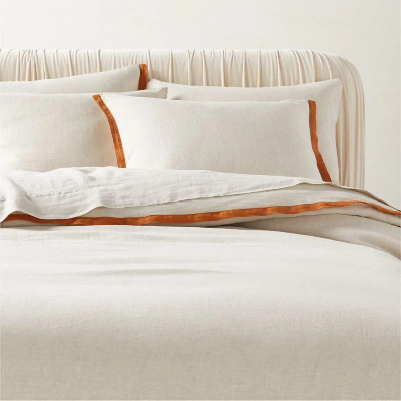 Border EUROPEAN FLAX™-Certified Linen Duvet Cover And Pillow Shams 3 Border EUROPEAN FLAX™-Certified Linen Duvet Cover And Pillow Shams