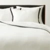 Border EUROPEAN FLAX™-Certified Linen White And Black Duvet Cover And Shams -Cb2 EuroFlxLnWtBkBrdFQDvtCvrSHF22