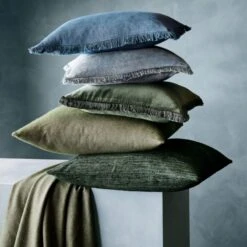 Raj Green Silk Throw Pillow With Feather-Down Insert 20" -Cb2 EyelashBluePillowBettiePillowJL21 1x1