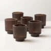 Ezra Dark Brown Tealight Candle Holders Set Of 6 -Cb2 EzraDkBrnTealightHolderS6SHF22